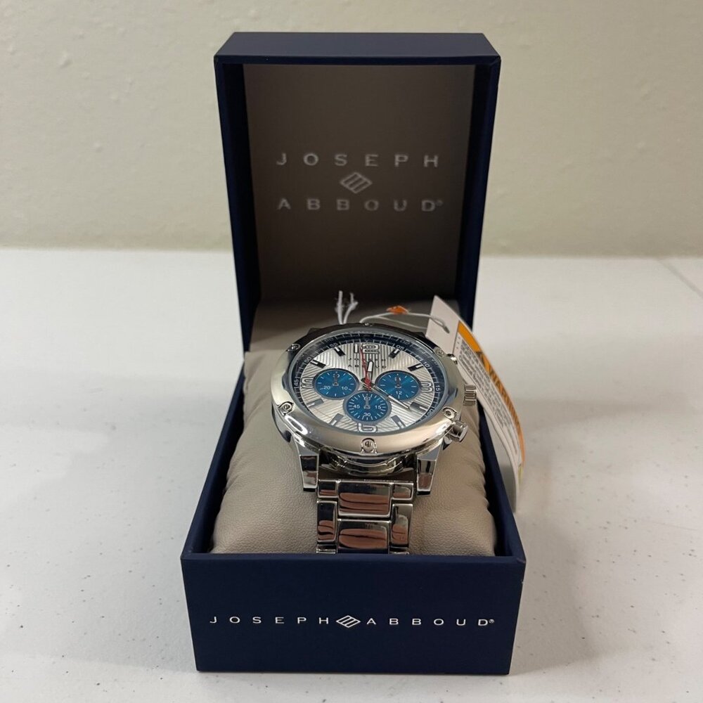 Joseph Abboud Silver-Tone White Dial Mens Watch In Original Box, New - Picture 5 of 13